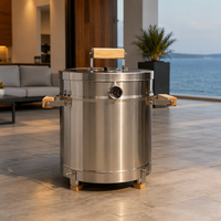 Barbecue vertical moderne d'extérieur en gros, fumoir en acier inoxydable 304, rôtissoire à gaz avec thermomètre, portable et étanche