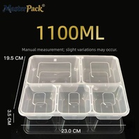 Boîte à lunch rectangulaire jetable en PP à 5 compartiments pour hamburger, restauration rapide à emporter avec options multi-capacités