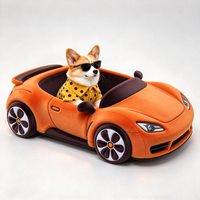 Lit pour chien et chat en forme de voiture mignon fabriqué en usine, un lit pour animaux de compagnie en peluche lavable pour l'intérieur, avec des chats et des chiens de dessin animé