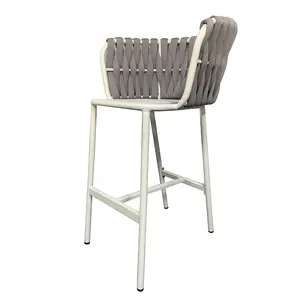 MUller Tabouret de bar en tube d'aluminium blanc Chaise design moderne de haute qualité Simplicité Ventiler Retour Chaise de jardin Pull Outdoor Chair