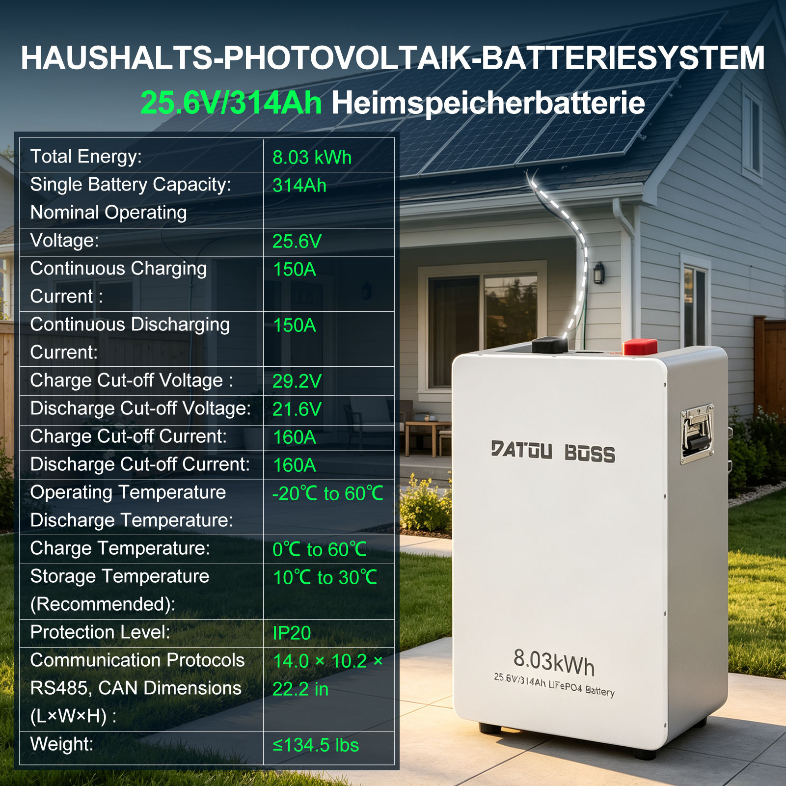 EU Local Stock DDP Delivery 8000 Cycle <strong>Solar</strong> Home Energy Storage <strong>Battery</strong> Solid State LiFePO4 8KWh 300Ah 24V/25.6V 5 Year Warrant