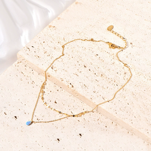 Cadena multicapa para mujer, joyería de ópalo inoxidable, Colgante de Piedra Natural con lágrima, collar de oro - Product Image 2