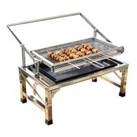 Barbecue à charbon de bois amovible et réglable avec grille rotative, foyer extérieur, brasero et réchaud à gaz pour usage domestique