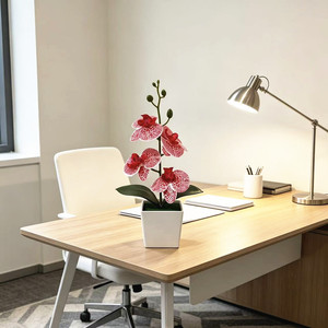 Plante artificielle Paulon Phalaenopsis Orchidée, 30 cm de haut, pot carré, décoration intérieure, maison, bureau, table, verdure - Product Image 3
