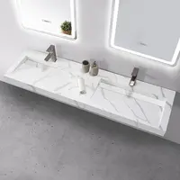 Yapay taş lavabo mat beyaz taş dikdörtgen lavabo tek parça taş lavabo banyo ürünleri lavabo