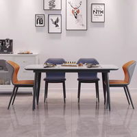 Ensemble table et chaises en pierre, design rectangulaire convertible, style italien, finition brillante, luxe léger, minimaliste