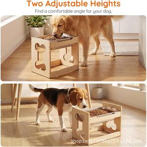 Nuevo soporte para tazón de comida para perros de madera maciza, mesa de comedor para perros de uso doméstico, soporte para alimentar gatos, soporte para perros de madera maciza que protege el cuello - Product Image 4