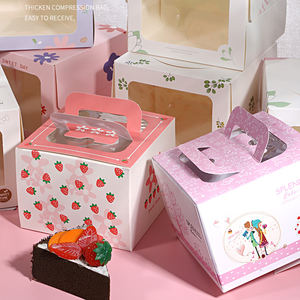 Cajas de panadería personalizadas con ventana de <span class=keywords><strong>PET</strong></span>, soporte de pastel plegable con ventaja UV, caja de pastel de papel laminado mate, envío gratis - Product Image 6