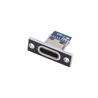Conector de Soldadura Tipo C Hembra de 4 Pines, Negro, con Placa de Fijación, Puerto de Carga de Datos para Modificación de Teclado