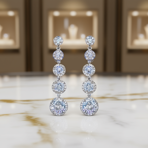 Orecchini Pendenti E1767 in Oro Bianco con Cristalli e Strass, Gioielli di Lusso da Sposa per Donna - Product Image 2