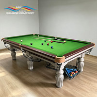 Table de billard S.Q.F Classic Green Felt 9 pieds avec pieds en marbre, plateau en ardoise, coussin en cuir, pour salle de jeux professionnelle, club de luxe ou usage domestique.