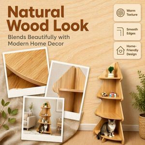 Étagère d'angle en bois en forme d'arbre pour humains et animaux de compagnie - Product Image 6