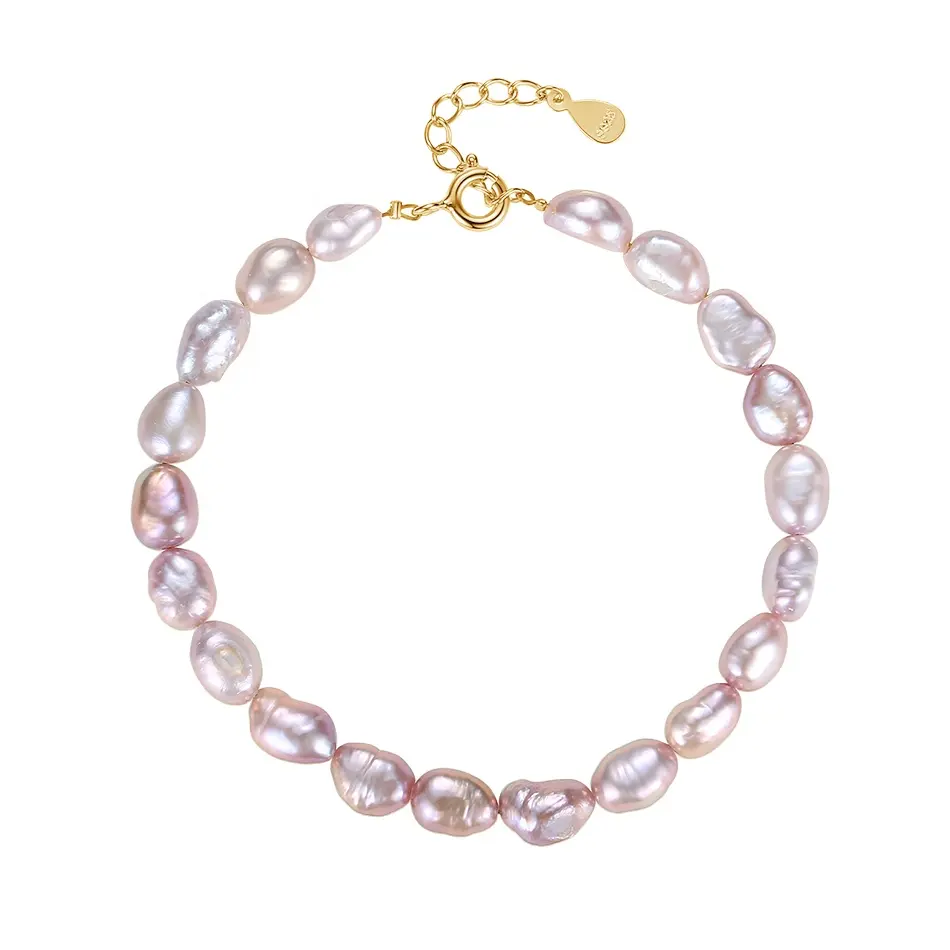 nagosa new arrival 925 sterling silver purple freshwater pearl bracelet 18k gold vermeil fashion jewelry for women