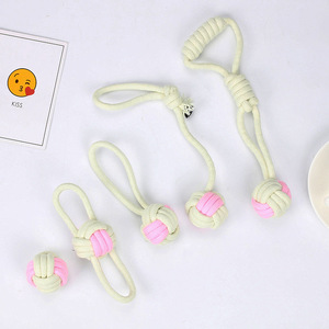 Jouets pour chiens en corde de coton de style japonais et coréen, couleur macaron, noués, résistants, petite taille, jouet pour animaux de compagnie - Product Image 1