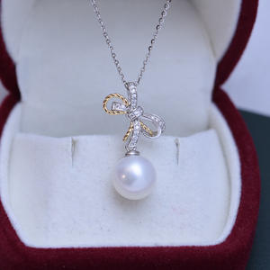 Collier en argent S925 avec perle de style barre horizontale, perle d'eau douce de 10-11 mm, lumière blanche intense, défauts discrets, pour femme - Product Image 1