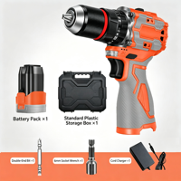 Perceuse sans fil sans balais 16,8 V, visseuse à percussion rechargeable 60 N.m avec chargeur de batterie, embouts, douilles et jeu de perceuses manuelles - 1 batterie