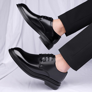 Chaussures habillées en cuir pour hommes, bout pointu, talon dissimulé de 6 cm, pour le bureau et la carrière, noires, taille 783 - Product Image 3