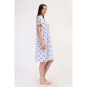 Camisón de algodón para mujer, manga corta, estilo clásico, ropa de dormir de tejido suave, azul - Product Image 6