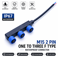 Conectores Impermeables IP67 M15 Uno a Muchos, Luz Solar para Exteriores, Panel Fotovoltaico LED, Tipo F, Ensamblaje de Cable Industrial en Paralelo