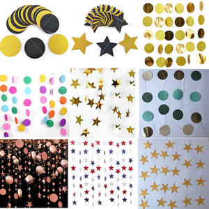 <span class=keywords><strong>Guirlande</strong></span> d'étoiles colorées en carton doré, noir et blanc pour fête d'anniversaire, surface miroir argentée, étoile à cinq branches, accessoires de décoration - Product Image 6