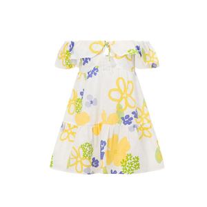 Vestido de Verano de Alta Calidad con Hombros Descubiertos, Diseño de Vestido con Estampado Polinesio, Vestido Corto Personalizado 100% Lino - Product Image 5