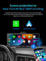 Caméra embarquée ADINKAM 10,26 pouces à double objectif 5G WIFI Carplay Android Auto ADAS 4K UHD 170° grand angle étanche enregistreur vidéo noir