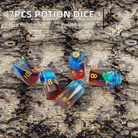 Ensembles de dés D&D 1 pièce, forme de bouteille de potion carrée, faits à la main, écologiques, durables, en résine holographique rouge et bleue, pour jeu de table RPG, cadeau