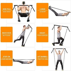Resistance <b>Bands</b> Set with <b>Workout</b> Bar Pilates Bar Kit Exercise Elastic <b>Band</b> with Handles and Door Anchor for Whole Body Training - Product Image 6