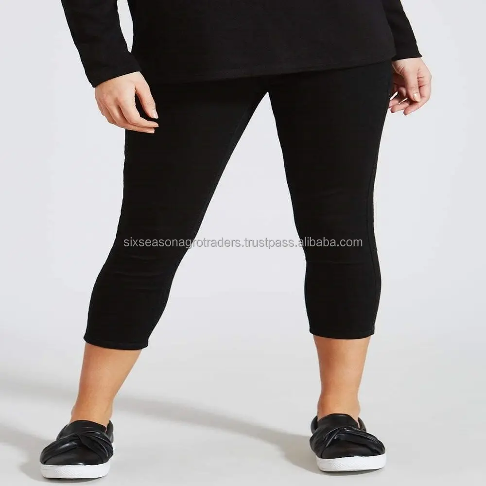 Calzamaglia a vita bassa Fitness nera gialla sport con marchio surplus overstock Bangladesh Leggings corti senza cuciture da donna