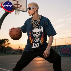 T-shirt vintage pour hommes délavé à l'acide T-shirt uni graphique avec logo personnalisé T-shirt en coton décontracté à manches courtes et col rond tricoté surdimensionné - Product Image 1