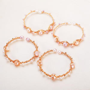 Wholesale Cross-Border <b>Fashion</b> <b>Wrap</b> <b>Bracelets</b> Versatile Freshwater Zhuji Hand Jewelry Copper Gold-Plated Fried Dough Twists - Product Image 2