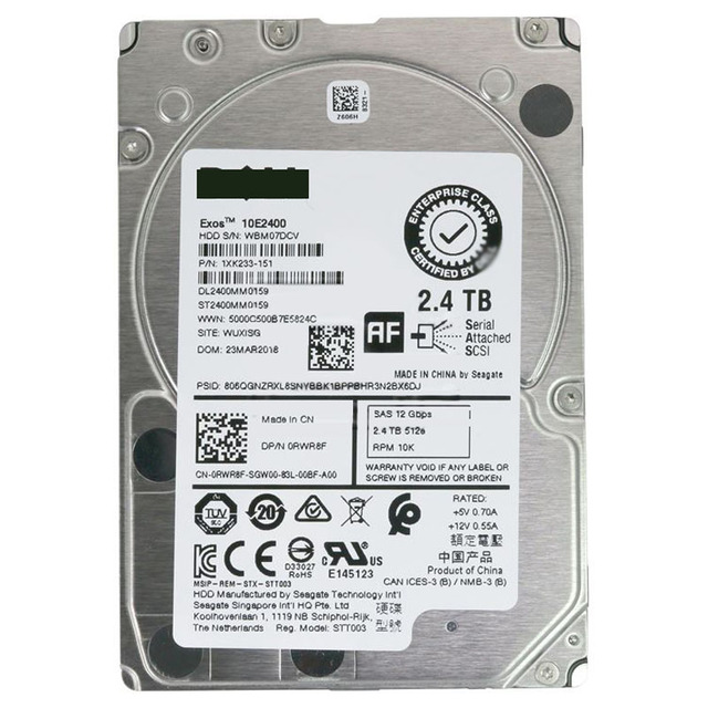 New 0RWR8F 2.4TB 10K RPM SAS 2.5" 12G ST2400MM0159 HDD Hard Disk Drive
