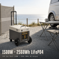 Station d'alimentation portable sur roues 1500W 2560Wh Batterie LiFePO4 4S1P 200Ah Vente en gros, Ports double XT90 haute intensité