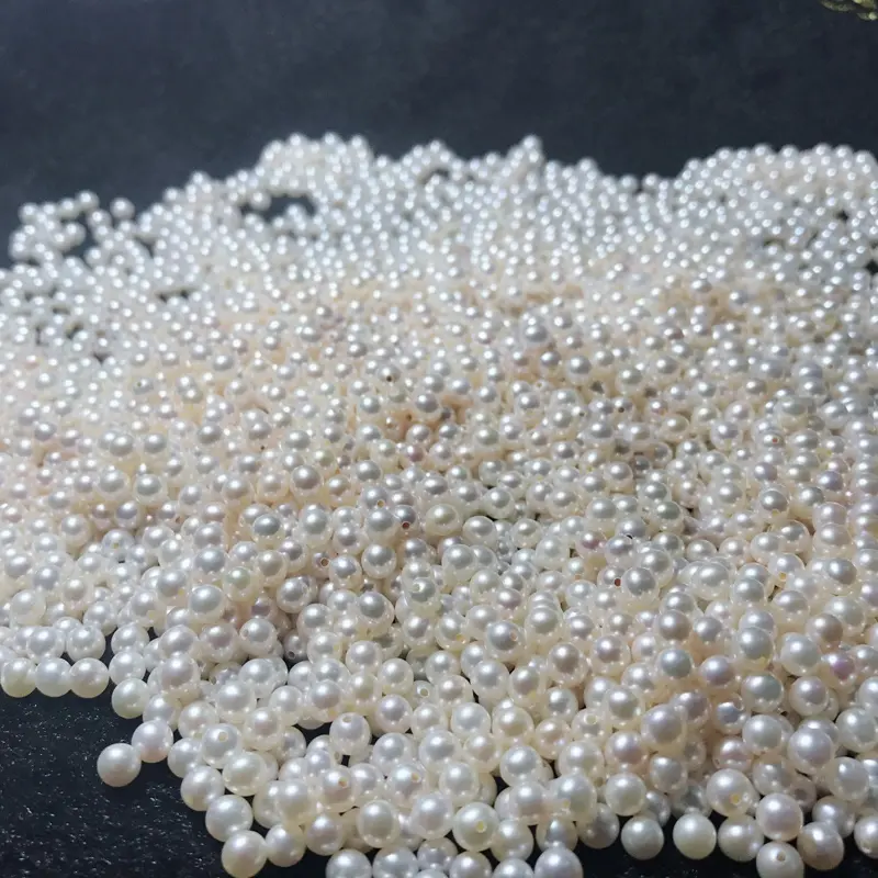 Wholesale pearls white round 4a 4mm 5mm 6mm half hole natural fresh water pearl for pendant