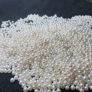 Wholesale pearls white round 4a 4mm 5mm 6mm half hole natural fresh water pearl for pendant