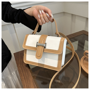 Simplesthetic Version en cuir <span class=keywords><strong>de</strong></span> contraste <span class=keywords><strong>de</strong></span> couleur New Niche Fashion Small Square Bag Texture Single Brand Handbags for Women - Product Image 6