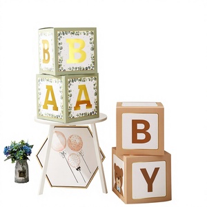 Caja de globos de papel con diseño de grano de madera para decoración de fiestas, suministros para fiestas, venta directa de fábrica SL023 China - Product Image 1