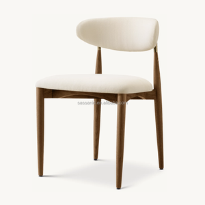 Chaise <span class=keywords><strong>de</strong></span> Salle à Manger Sassanid OEM Design Moderne Mi-Siècle en Chêne Brun et Laiton Tissu Arno Américain - Product Image 5