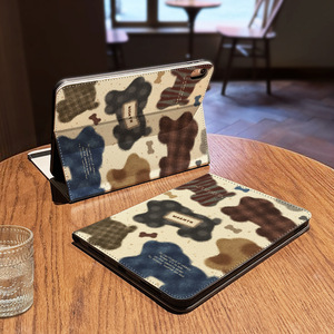 Convient pour les étuis iPad sans emplacement pour stylet, style automne et hiver, housse en cuir PU de style livre, antichoc - Product Image 1