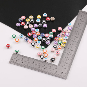 Cuentas sueltas acrílicas de ojo turco, redondas de 8mm, para fabricación de joyas, accesorios de manualidades, color aleatorio, superficie plateada - Product Image 4