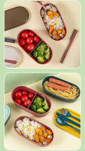 กล่องข้าวพลาสติกแบบสองชั้นขนาดเล็ก Syh686 สำหรับนักเรียนและเด็ก พร้อมช่องแบ่งอาหาร สำหรับบรรจุภัณฑ์ ขายส่ง - Product Image 2