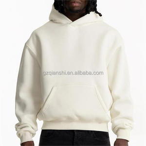 Hoodie personnalisé blanc en molleton épais 500 g/m², coupe ample et lourde, double couche, coupe courte et oversize pour homme - Product Image 1