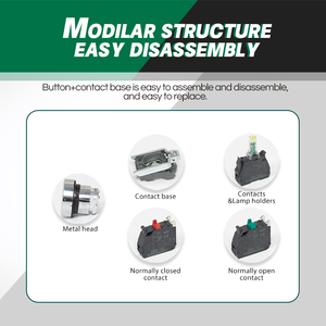 Lvbo gắn lỗ 22mm 380V 10A đôi đẩy nút chuyển đổi màu đỏ màu xanh lá cây hai nút - Product Image 2