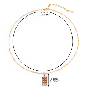 Collar con etiquetas rectangulares de circonia cúbica cuadrada hueca Avenida de cristal Rosa verde de acero inoxidable de diseño creativo - Product Image 2