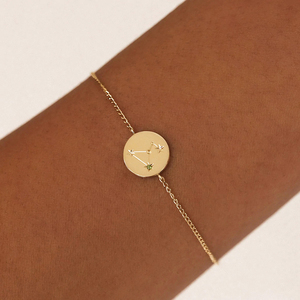 Pulsera Ajustable CANNER de Plata de Ley S925 Chapada en Oro de 18k con Doce Constelaciones, Doce Meses y Circonitas 5A en Forma de Disco Pequeño - Product Image 6