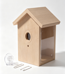 Casa para Pájaros de Madera con Parte Trasera Transparente, Ventosas y Diseño para Colgar, Caja de Anidación de Madera Creativa para Decoración de Jardín Exterior para Aves Silvestres - Product Image 1