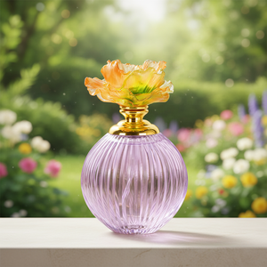Luxury Refillable Crystal <b>Perfume</b> Bottle Floral Lid Glass <b>Container</b> Engraved Fragrance Display for Gift and Decor - Product Image 4