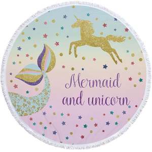 Toalla de playa de microfibra redonda de sirena, manta de Picnic de gran tamaño a prueba de arena con flecos y borlas, estilo liso para acampar en verano - Product Image 6