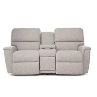 Ensemble de canapés électriques inclinables de luxe moderne deux places en tissu chenille avec table basse USB et porte-gobelets, fauteuils inclinables à structure en bois