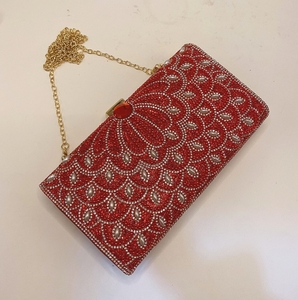 Pochette de soirée en satin doré de 6 pouces avec motif géométrique, respirante, avec chaîne à pompon, sac de dîner tissé, sac à main pour bal de promo, pochette de mariage - Product Image 4